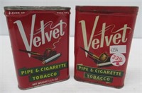 (2) Velvet tobacco tins.