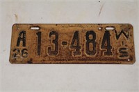 Wisconsin 1926 Plate