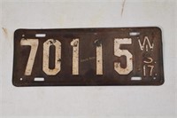 Wisconsin 1917 Plate