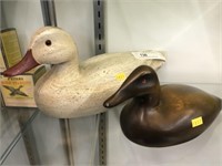 2 Contemporary Machine Carved Ducks