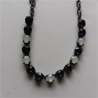 Crystal Necklace-Blue & White Crystals