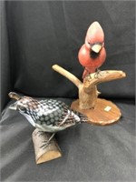 (2) Unsigned Carved Wood Birds