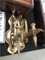 (2) Polished Brass Candle Sconces
