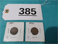 1891 & 1902 Indian Head Cents