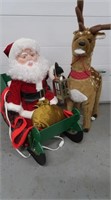 Santa w/Sleigh & Reindeer Animated Decoration