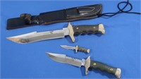 3 Knives in Sheath-8" Blade, 5" Blade, 2" Blade
