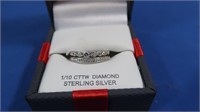 Sterling Silver & Diamond Ring 1/10 CTTW Sz 7 1/2
