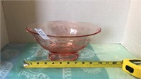 Vintage pink depression footed bowl