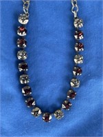 Crystal Necklace-Burgundy&Black Speckled Crystals