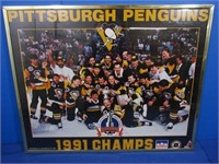 1991 Framed Pitts Penguins Champions Poster