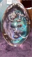 Blown glass Egg w/ bubbles 7-1/2’’ h