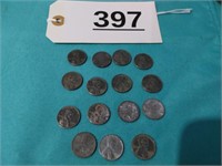 15 Steel Wheat Pennies 1943
