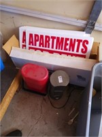 Apartment for rent signs and heater