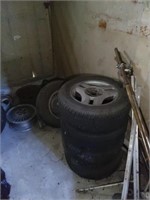 Assortment of wheels and tires