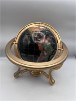 Stone shell inlay black world globe compass