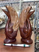 VTG Grebe Swan Art Deco Pottery Bookend Brown