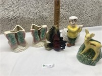 Butterfly Pottery Bookends Vases, &More