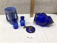Blue Vase, Bottles, and Hanging Fixture