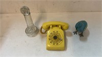 Vintage Telephone Music Box; Tin Peep