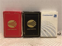 3 packs of Continental Airlines Playing Cards