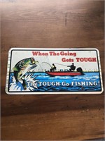 Vintage metal reflective bass fishing license