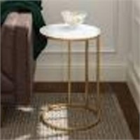 16" ROUND C SIDE TABLE - FAUX WHITE MAR