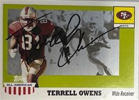 49ers Terrell Owens Signed Card with COA