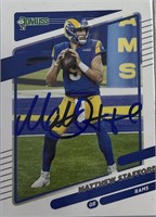 Rams Matthew Stafford Signed Card with COA