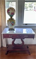 Marble top Table Harp Base Victorian Table