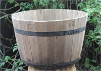 Wooden Whiskey Barrel Type planter, 21" dia.