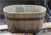 Oval Wooden Whiskey Barrel Type planter,