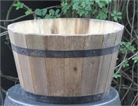 Wooden Whiskey Barrel Type planter, 15.5" dia.