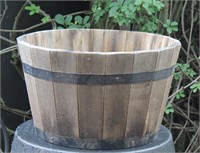 Wooden Whiskey Barrel Type planter, 15.5" dia.