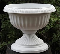White resin Urn planter, 17" dia., 14" high