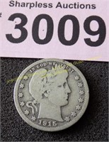 1915 Barber silver quarter