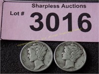 1942 and 1944 Mercury silver dimes