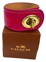 Coach Pink Leather Logo Stamped Cuff