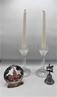 Gorham Germany Crystal Lotus Candleholders bell &
