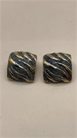 Blue tiger stripe earrings