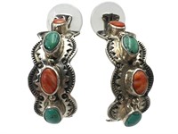 Rudy Willie Sterling, Turquoise, Oyster Earrings