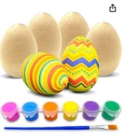 2 Large 2.5" Wooden Eggs with Bonus 6 Color Pots