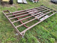 Pair 12' corral panels; 10' red tube gate