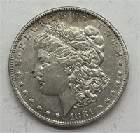 1881 $1 Morgan Silver Dollar AU/UNC+
