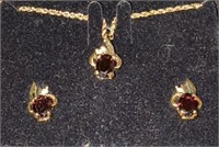costume Garnet pendant/earrings