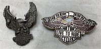 Of) two vintage Harley Davidson pins