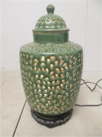 Vintage Mid Century Green Ceramic Lamp Light -
