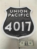 Vintage Union Pacific 4017 Railroad Sign Plaque