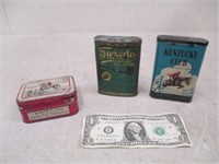 3 Vintage Tobacco Tins - Kentucky Club, Tuxedo,