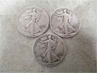 1941 & 2 1942 Walking Liberty Silver Half Dollar