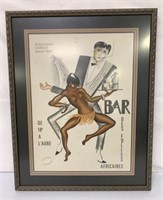 Framed Josephine Baker Art Deco Adv. Poster